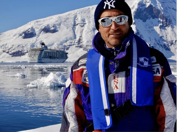 Peter Antonucci, a former co-owner and director of The World, is bundled up while exploring the Lemaire Channel of Antarctica.